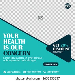 Healthcare post social media template. Vector illustration