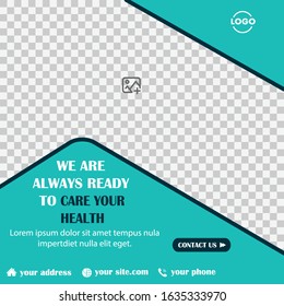 Healthcare post social media template. Vector illustration