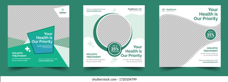 Healthcare Post Template. Medical Promotion Square Web Banner. Social Media Healthcare Post. Special Offer Banner. Medical Vector Template