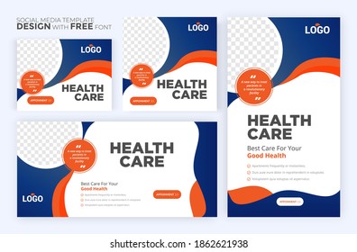 Healthcare post template. Medical promotion square web banner. Mail newsletter layouts. Social media healthcare post. Special offer banner. Sale and discount backgrounds. Medical vector template