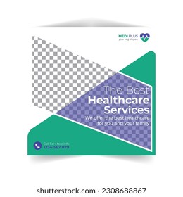 Healthcare prevention banner or square flyer for social media post template