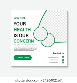 healthcare prevention banner or square flyer with doctor theme for social media post template