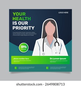 Banner ou folheto quadrado de prevenção de saúde