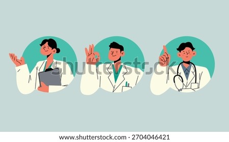 Healthcare Professionals Posing in Modern Flat Design. Doctors .