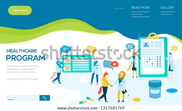 Healthcare Program Vector Landing Page Template Stock Vector