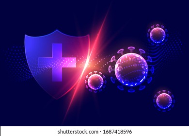 healthcare protection shield destroying corona virus concept