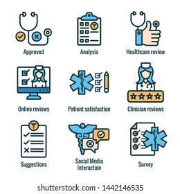 Healthcare Ratings And Patient Satisfaction Icon Set