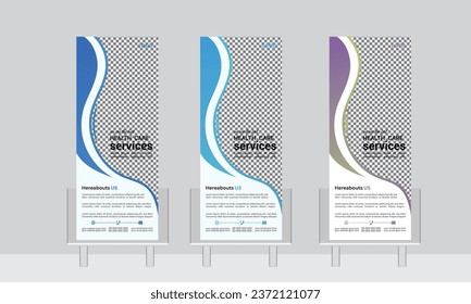 healthcare rollup banner, modern rollup banner,  eye catching rollup banner template,  rollup banner design stand,