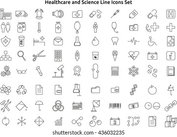 Healthcare And Science Line Icons Set