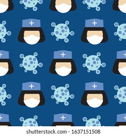 Healthcare seamless pattern design. 2019 novel coronavirus illustration. Can use for print, template, icon, presentation, banner, poster, wallpaper