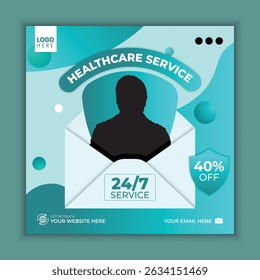 Cartaz médico do médico do serviço de saúde com imagens da equipe profissional