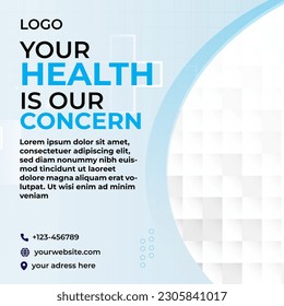 Healthcare service social media post template design. Clinic or hospital digital marketing flyer for web. Creative health business promotion banner for doctor