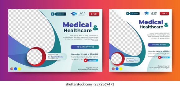 Diseño de plantillas de banner del seminario web del Servicio de Salud. vector	