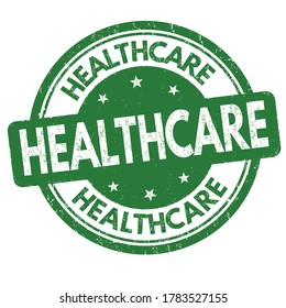 Healthcare sign or stamp on white background, vector illustration