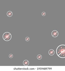 Healthcare Silver Asian Flue Gray Danger Sign Epidemic Forbidden Vector. Virus Coronavirus Sick Grey Stop Covid Test Backdrop. Pandemic Covid-19 Red Quarantine Negative Restrictions Illustration.
