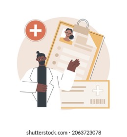 Healthcare smart card abstract concept vector illustration. Manage patient identity, practitioners and pharmacists secure, access to the medical records, improved communication abstract metaphor.