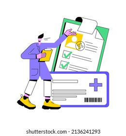 Healthcare smart card abstract concept vector illustration. Manage patient identity, practitioners and pharmacists secure, access to the medical records, improved communication abstract metaphor.