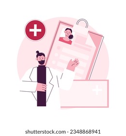 Healthcare smart card abstract concept vector illustration. Manage patient identity, practitioners and pharmacists secure, access to the medical records, improved communication abstract metaphor.