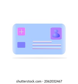 Healthcare smart card icon. Digital health and medical consultation, medical information smart card, healthcare organization card concept. 3d vector illustration.