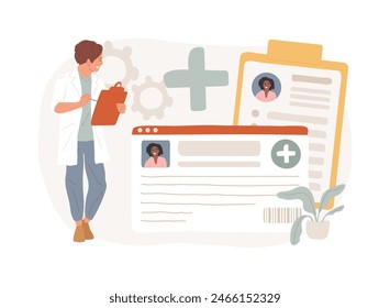 Healthcare smart card isolated concept vector illustration. Manage patient identity, practitioners and pharmacists secure, access to the medical records, improved communication vector concept.