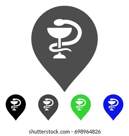 Healthcare Snake Marker flat vector icon. Colored healthcare snake marker, gray, black, blue, green icon variants. Flat icon style for web design.