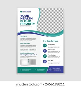 Healthcare social media a4 template design for health. promotion square web banner for hospital and clinic, Suitable for social media post, banners, signs, flyers, and websites.