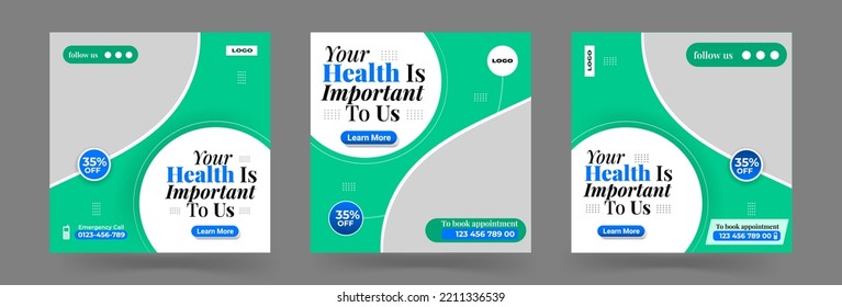 Healthcare social media post or Child care clinic promotion web banners