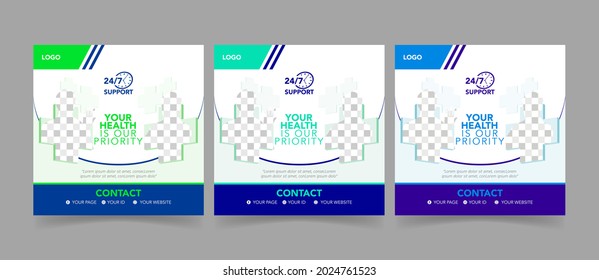 Healthcare social media post design. online healthcare vector illustration concept, doctor and nurse taking care of patient can use for, landing page, template, web, brochure, poster, banner, flyer_JM