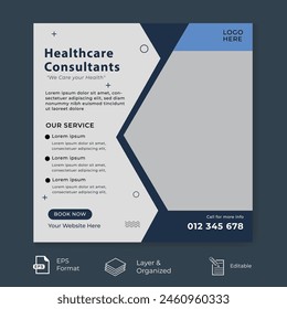 Healthcare social media post design  for promotion and marketing. web banner template about medical .