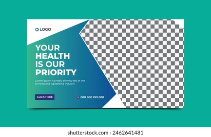 Healthcare social media post design. Medical healthcare web banner template. Your health is our priority flyer design template. vector illustration..eps
