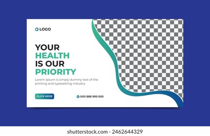 Healthcare social media post design. Medical healthcare web banner template. Your health is our priority flyer design template. vector illustration..eps