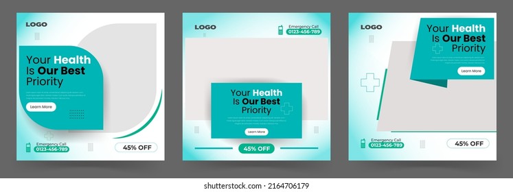 Healthcare Social Media Post For Hospital Clinic Promotion Web Banners