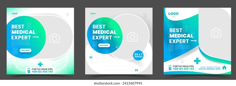 Healthcare social media post for hospital clinic promotion web banner