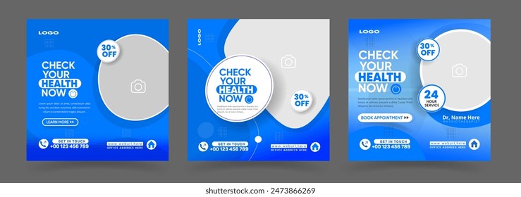 Healthcare social media post for hospital clinic promotion web banners