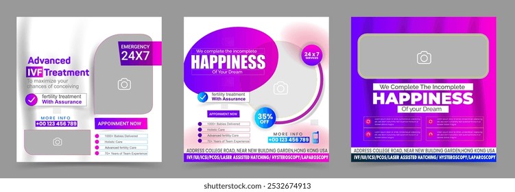 Healthcare social media post for hospital clinic promotion web banners