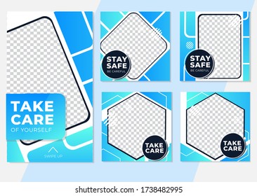 Healthcare social media post and stories template banner collection. vector illustration EPS 10