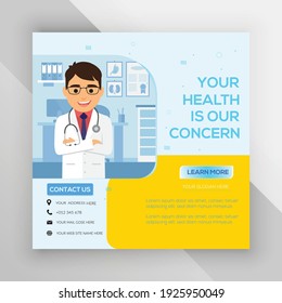 Healthcare social media post template design vector.