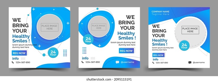 Healthcare Social media post template.promotion square web banner for hospital and clinic