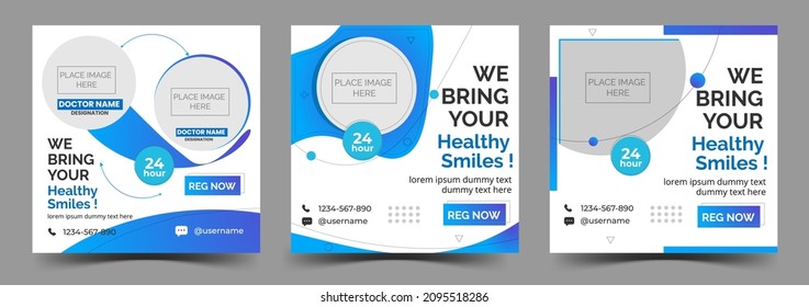 Healthcare Social media post template.promotion square web banner