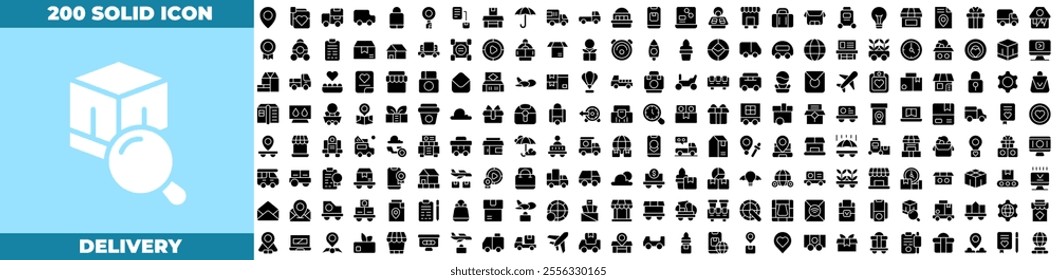 Healthcare Solid Editable Icons set. Vector illustration in modern thin solid style of delivery icons: delivery, ship, box, etc