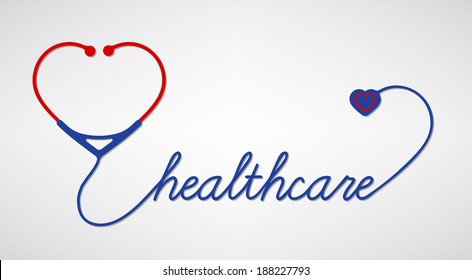 Healthcare - Stethoscope With Heart Icon. Medical Concept, Vector