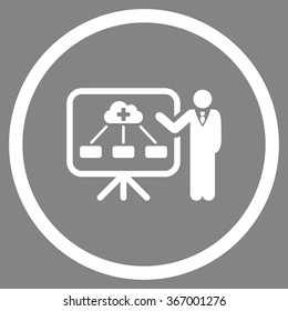 Healthcare Structure Report vector icon. Style is flat circled symbol, white color, rounded angles, gray background.