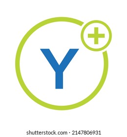 Healthcare Symbol Doctor and Medical Logo on Letter Y Template. Doctors Logo with Stethoscope Sign