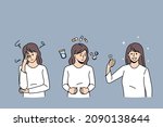 Healthcare and taking medicine concept. Young girl having headache standing then taking some pills with water and then feeling healthy and positive vector illustration 