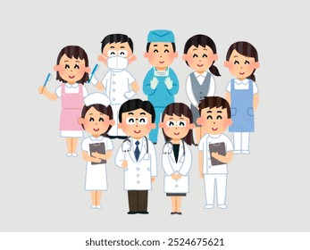 Healthcare Team with Various Medical Professionals