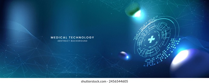 Healthcare technology and medical innovation digital technology background. Medical, science and technology concepts. Abstract futuristic design. Vector illustration.