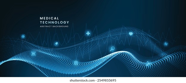 Tecnologia de saúde e inovação médica fundo de tecnologia digital. Conceitos médicos, científicos e tecnológicos. Design futurista abstrato. Ilustração vetorial.