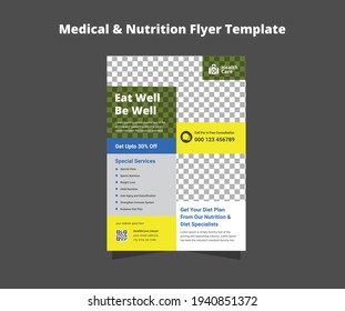Healthcare template design, medical flyer design, Nutrition leaflet