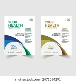 Healthcare template design for a report and medical flyer design, leaflets decoration for printing and presentation vector.