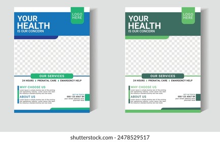 healthcare template design for a report and medical flyer design, leaflets decoration for printing and presentation vector.